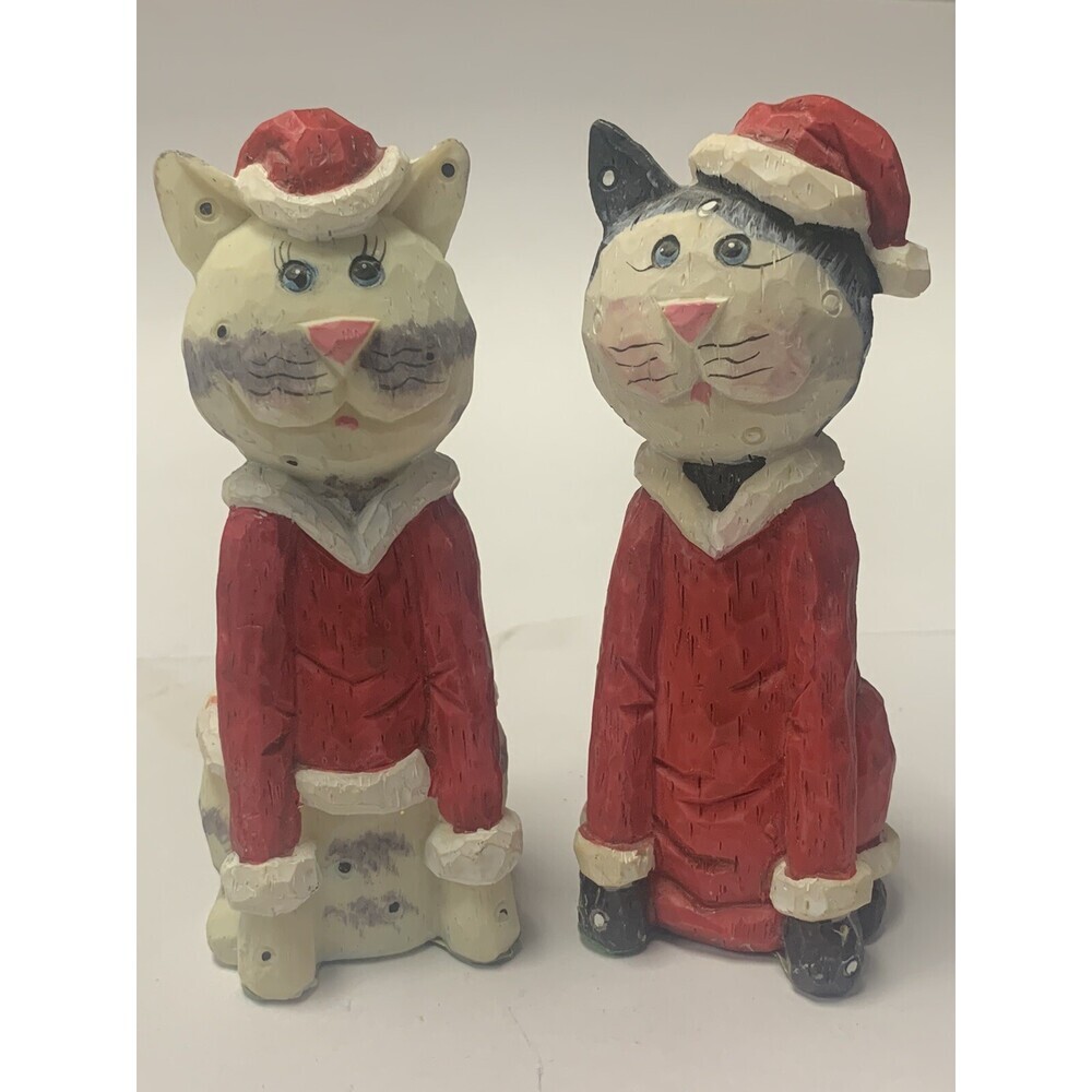 Christmas Cat Ornaments Set Of 2    4” X1.5”